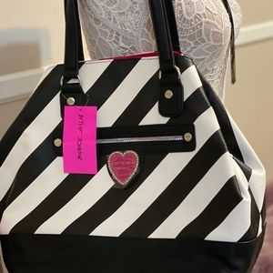 NWT BETSEY JOHNSON STRIPED TRAP TOTE & POUCH SET